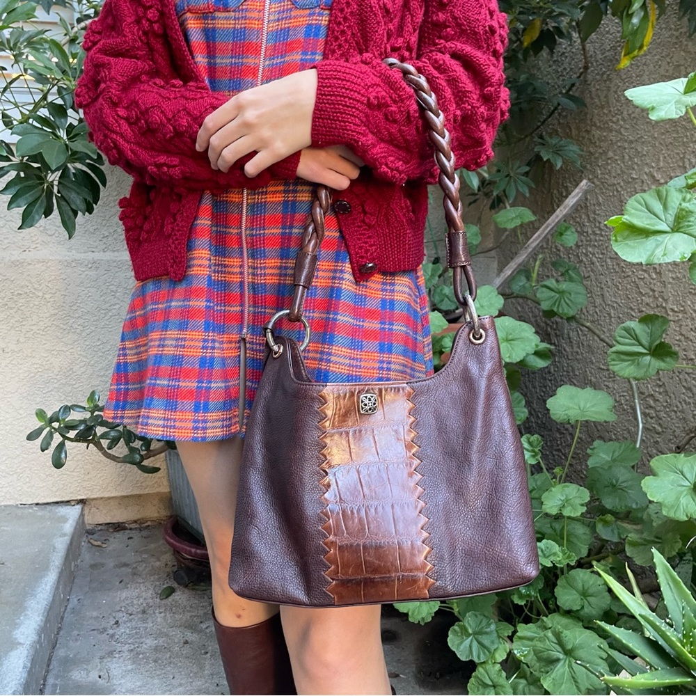 Vintage brown/silver Brighton leather shoulder bag